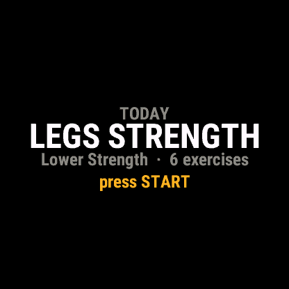 The Reckoner app on a Garmin epix 2 Pro: Today, Legs Strength, lower strength, six exercises, press START